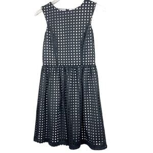 Ivy + Blu Black & White Eyelet Polka Dot Sleeveless Fit & Flare Dress Size 4